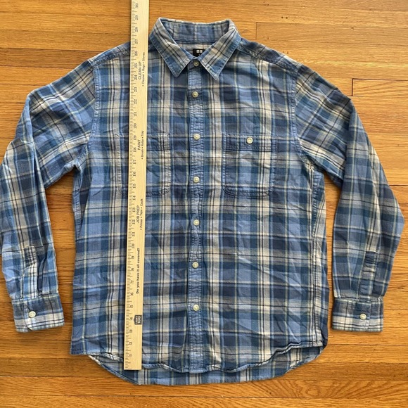 Uniqlo Shirt Mens Large Blue Plaid Button Down Long Sleeve Cotton Casual Pockets - Picture 4 of 10